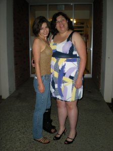 Krystle and I outside our dorm ready to go to the concert! :-) Check out my stylish boot on my left foot!